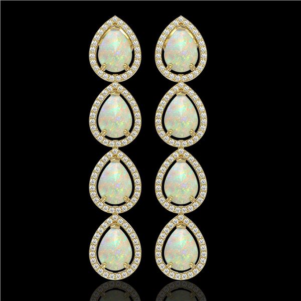 9.12 ctw Opal & Diamond Micro Pave Halo Earrings 10k Yellow Gold - REF-174K5Y