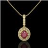 Image 2 : 4.67 ctw Certified Ruby & Diamond Victorian Necklace 14K Yellow Gold - REF-136X5A