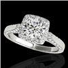 Image 1 : 1.5 ctw Certified Diamond Solitaire Halo Ring 10k White Gold - REF-204X5A