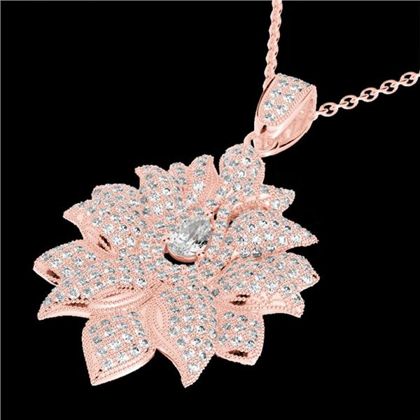 3 ctw Micro Pave VS/SI Diamond Designer Necklace 14k Rose Gold - REF-429G5W