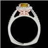 Image 2 : 1.3 ctw Certified SI Fancy Intense Diamond Halo Ring 10k 2Tone Gold - REF-190A9N