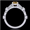 Image 3 : 1.03 ctw Intense Fancy Yellow Diamond Art Deco Ring 18k White Gold - REF-154F5M