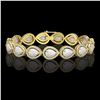 Image 1 : 17.15 ctw Opal & Diamond Micro Pave Halo Bracelet 10k Yellow Gold - REF-321A6N