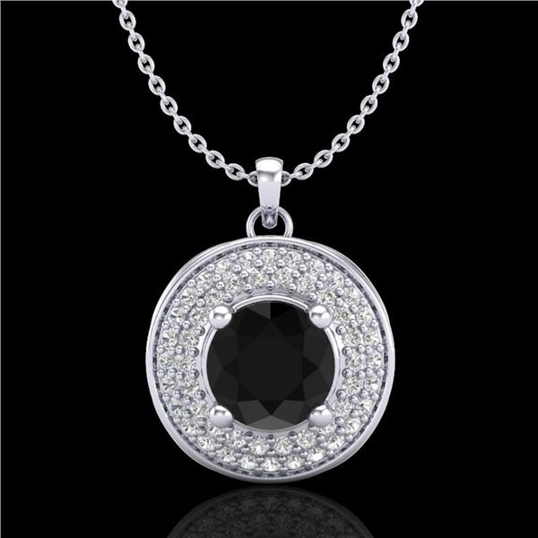 1.25 ctw Fancy Black Diamond Art Deco Stud Necklace 18k White Gold - REF-83G6W