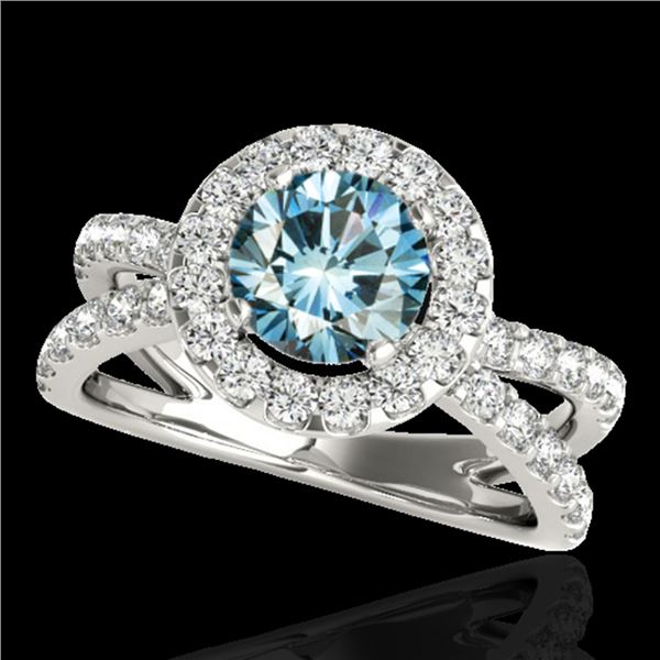 2.01 ctw SI Certified Fancy Blue Diamond Halo Ring 10k White Gold - REF-156W8H