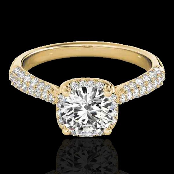 1.50 ctw Certified Diamond Solitaire Halo Ring 10k Yellow Gold - REF-204K5Y