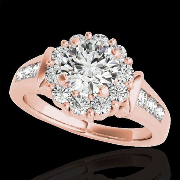 1.9 ctw Certified Diamond Solitaire Halo Ring 10k Rose Gold - REF-216A8N