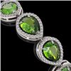 Image 3 : 15.8 ctw Peridot & Diamond Micro Pave Halo Bracelet 10k White Gold - REF-316F8M