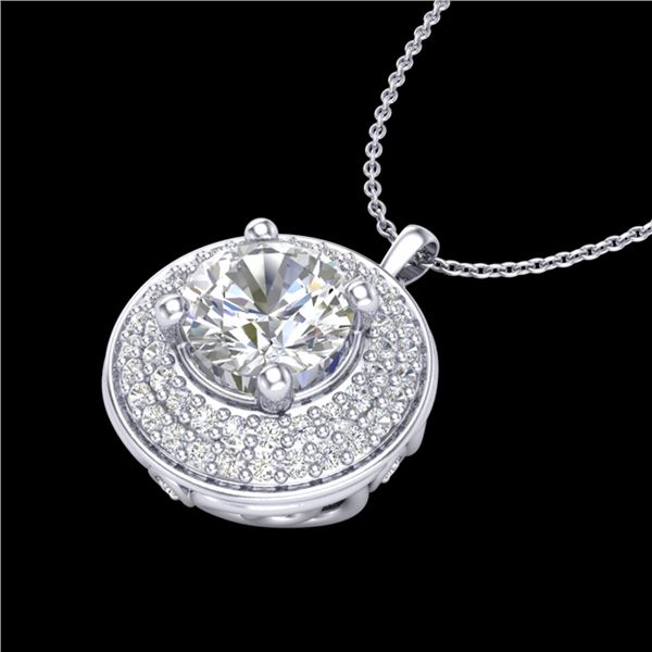1.25 ctw VS/SI Diamond Solitaire Art Deco Necklace 18k White Gold - REF-272H8R
