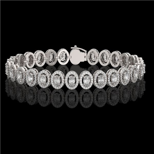 10.36 ctw Oval Cut Diamond Micro Pave Bracelet 18K White Gold - REF-898W6H