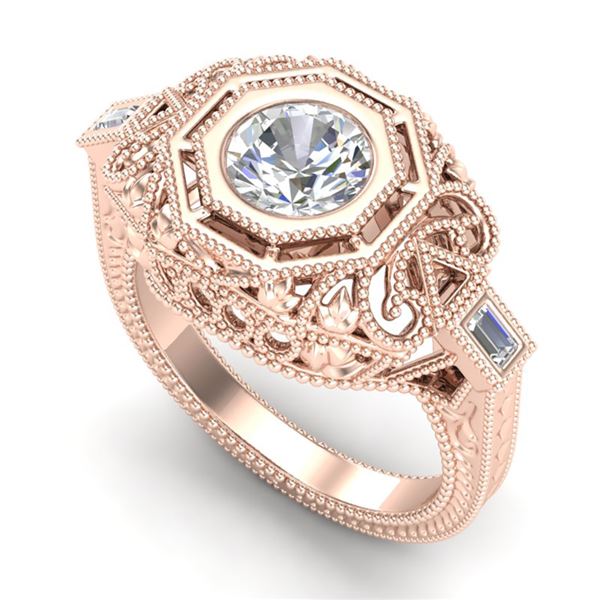 1.13 ctw VS/SI Diamond Solitaire Art Deco Ring 18k Rose Gold - REF-360K2Y