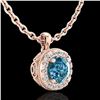 Image 3 : 1.1 ctw Fancy Intense Blue Diamond Art Deco Necklace 18k Rose Gold - REF-136Y4X