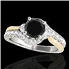Image 1 : 1.6 ctw Certified VS Black Diamond Bypass Solitaire Ring 10k 2Tone Gold - REF-58G2W