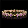 Image 2 : 13.11 ctw Amethyst & Diamond Micro Pave Halo Bracelet 10k Yellow Gold - REF-263W6H