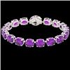 Image 2 : 78 ctw Amethyst & Micro Pave Diamond Bracelet 14k White Gold - REF-218W2H