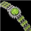Image 2 : 29.26 ctw Peridot & Diamond Bracelet 14K White Gold - REF-281N8F