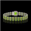 Image 3 : 29.26 ctw Peridot & Diamond Bracelet 14K White Gold - REF-281N8F