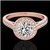 Image 1 : 1.3 ctw Certified Diamond Solitaire Halo Ring 10k Rose Gold - REF-197W8H