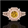 Image 2 : 0.53 ctw Intense Fancy Yellow Diamond Art Deco Ring 18k Rose Gold - REF-145F5M