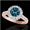 Image 1 : 2.75 ctw SI Certified Fancy Blue Diamond Halo Ring 10k Rose Gold - REF-209F9M