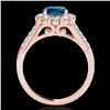 Image 2 : 2.75 ctw SI Certified Fancy Blue Diamond Halo Ring 10k Rose Gold - REF-209F9M