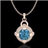 Image 1 : 1.57 ctw Fancy Intense Blue Diamond Micro Pave Necklace 18k Rose Gold - REF-154Y5X