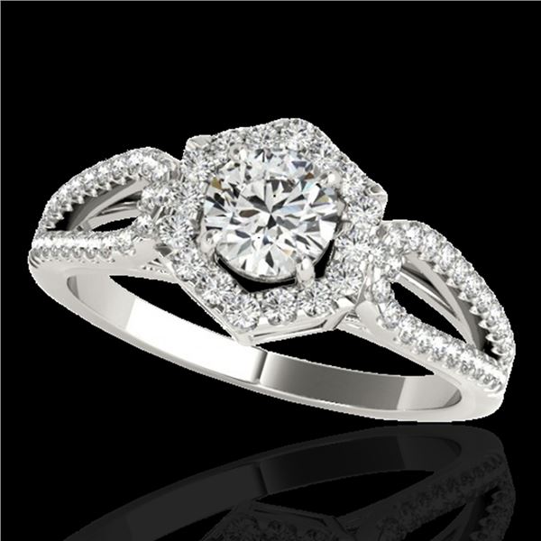 1.43 ctw Certified Diamond Solitaire Halo Ring 10k White Gold - REF-204A5N