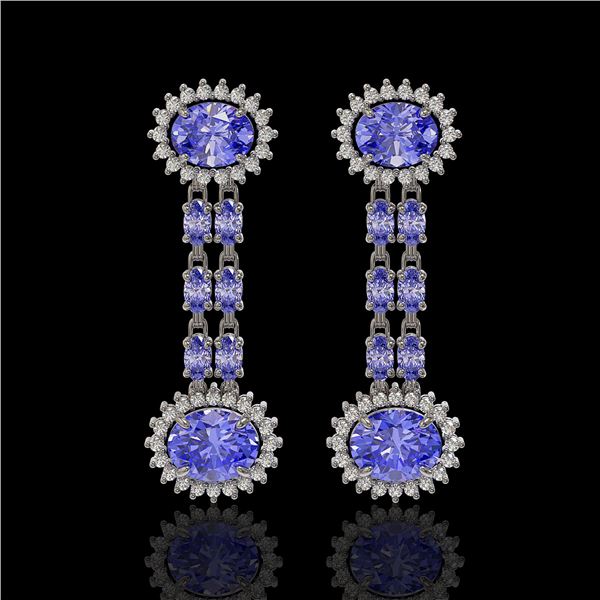 9.01 ctw Tanzanite & Diamond Earrings 14K White Gold - REF-227H3R