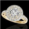 Image 1 : 2.25 ctw Certified Diamond Solitaire Halo Ring 10k Yellow Gold - REF-245R5K