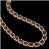 Image 2 : 73.44 ctw Garnet & Diamond Micro Pave Halo Necklace 10k Yellow Gold - REF-696A2N