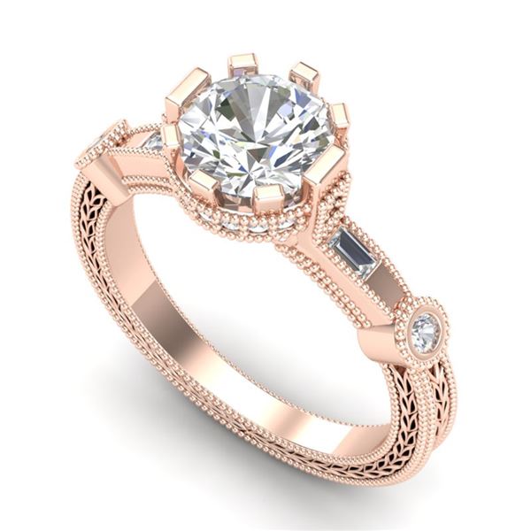 1.71 ctw VS/SI Diamond Solitaire Art Deco Ring 18k Rose Gold - REF-442M5G