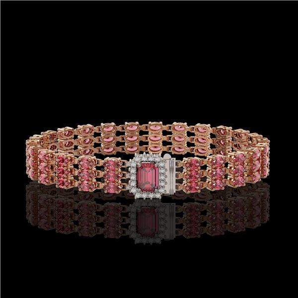 25.49 ctw Tourmaline & Diamond Bracelet 14K Rose Gold - REF-354R5K