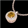Image 2 : 1 ctw Intense Fancy Yellow Diamond Art Deco Necklace 18k Rose Gold - REF-167F6M