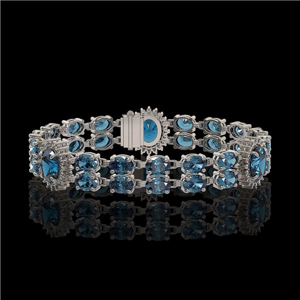 19.3 ctw London Topaz & Diamond Bracelet 14K White Gold - REF-254R5K