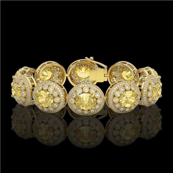 40.37 ctw Canary Citrine & Diamond Victorian Bracelet 14K Yellow Gold - REF-1186F4M