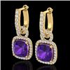 Image 1 : 7 ctw Amethyst & Micro Pave VS/SI Diamond Earrings 18k Yellow Gold - REF-118A2N
