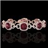 Image 1 : 30 ctw Garnet & Micro VS/SI Diamond Certified Bracelet 14k Rose Gold - REF-368K9Y