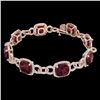 Image 2 : 30 ctw Garnet & Micro VS/SI Diamond Certified Bracelet 14k Rose Gold - REF-368K9Y