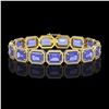 Image 1 : 36.37 ctw Tanzanite & Diamond Micro Pave Halo Bracelet 10k Yellow Gold - REF-776R4K