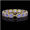 Image 2 : 36.37 ctw Tanzanite & Diamond Micro Pave Halo Bracelet 10k Yellow Gold - REF-776R4K