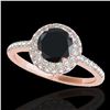 Image 1 : 1.6 ctw Certified VS Black Diamond Solitaire Halo Ring 10k Rose Gold - REF-56H5R