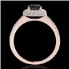 Image 2 : 1.6 ctw Certified VS Black Diamond Solitaire Halo Ring 10k Rose Gold - REF-56H5R