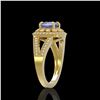 Image 3 : 2.74 ctw Certified Tanzanite & Diamond Victorian Ring 14K Yellow Gold - REF-101R8K