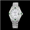 Image 2 : Rolex Men's Stainless Steel, QuickSet, Diam Dial & Diam/Emerald Bezel