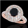 2.09 ctw Certified VS Black Diamond Solitaire Halo Ring 10k Rose Gold - REF-92N8F