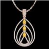 Image 2 : 2 ctw Citrine & Micro Pave VS/SI Diamond Necklace 14k Rose Gold - REF-163G6W