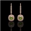 4.5 ctw Tourmaline & Diamond Victorian Earrings 14K Rose Gold - REF-172H8R