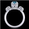 Image 3 : 3 ctw Fancy Intense Blue Diamond Art Deco Ring 18k White Gold - REF-418W2H