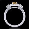 Image 3 : 1.55 ctw Intense Fancy Yellow Diamond Art Deco Ring 18k White Gold - REF-178A2N