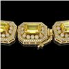 Image 3 : 110.45 ctw Canary Citrine & Diamond Victorian Necklace 14K Yellow Gold - REF-2357H6R